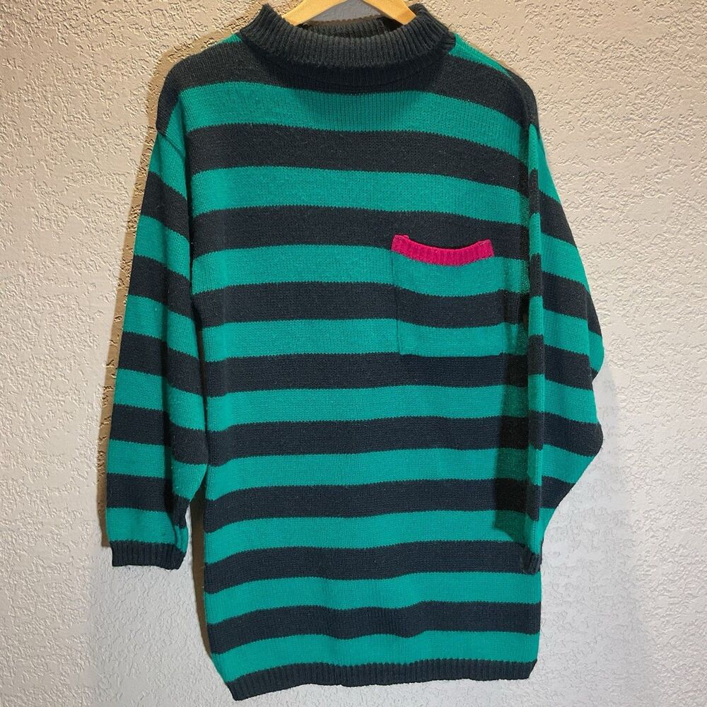 Vintage Boundary Water Sweater - Striped Retro Knit Pullover - Unisex M/L?